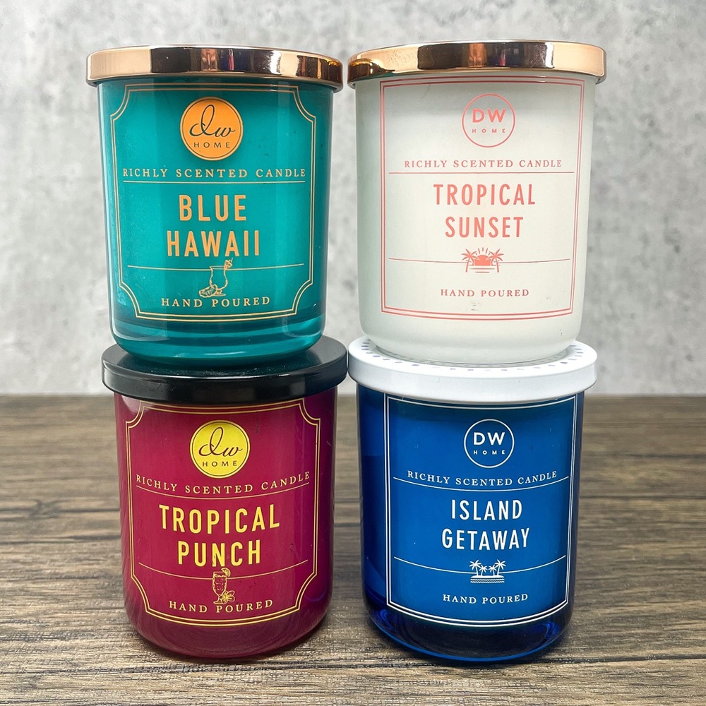 Tropical candles, set of 4 DW Home mini candles, 3.8 oz candles, summer scents